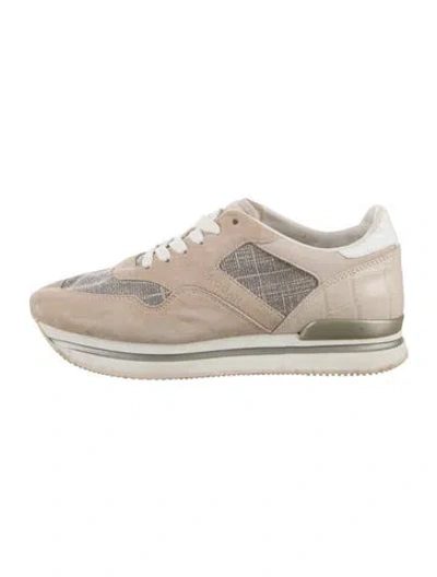 Pre-owned Hogan Suede Glitter Accents Sneakers In Neutrals