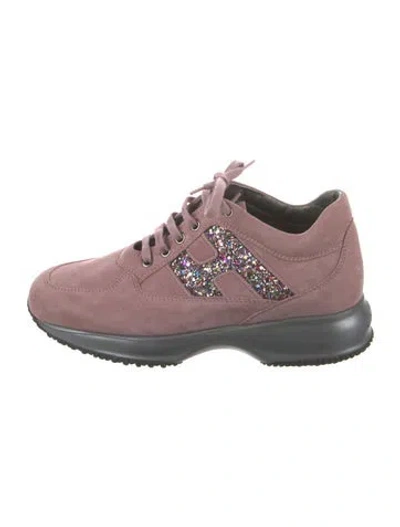 Pre-owned Hogan Suede Graphic Print Chunky Sneakers In Pink
