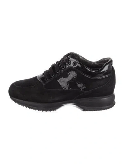 Pre-owned Hogan Suede Graphic Print Sneakers In Black/blue
