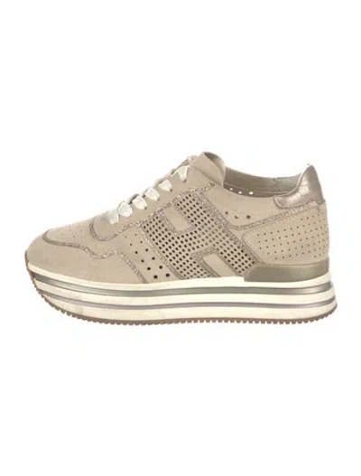 Pre-owned Hogan Suede Graphic Print Sneakers In Neutrals
