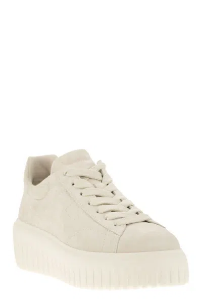 Hogan Suede H-stripes Sneakers In Beige