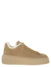 Hogan H-stripes Allacciato H Suede Sneakers In Brown