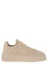 Hogan Suede H-stripes Sneakers With Memory Foam Cushioning In Neutral