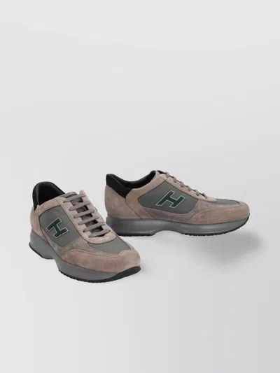 Hogan Suede Interactive Sneakers Rubber Sole In Gray