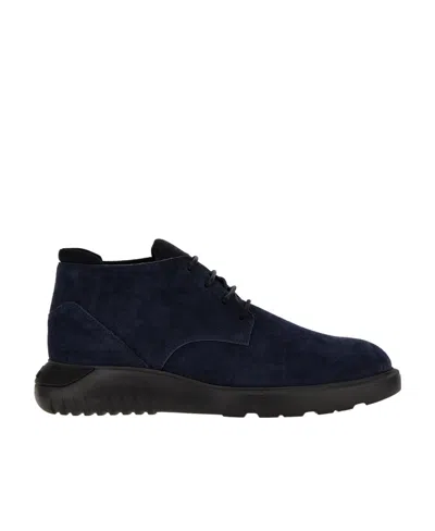 Hogan Suede Lace-up Boots In Black