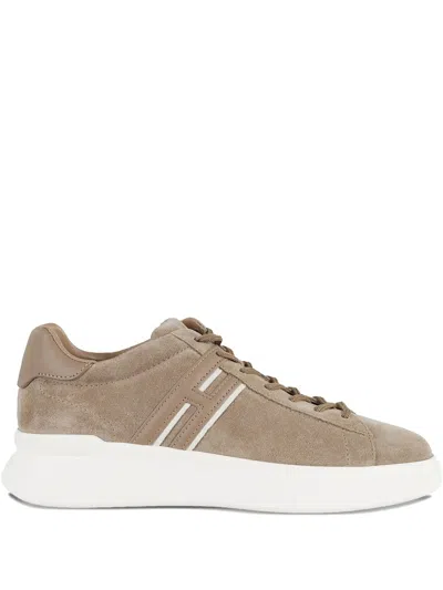 Hogan Suede Lace-up Sneakers In Brown