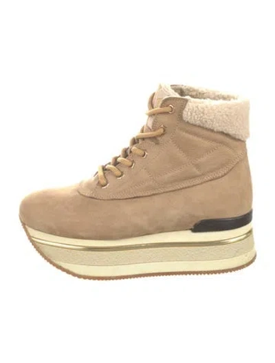 Pre-owned Hogan Suede Lace-up Boots In Neutral