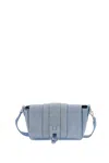 Hogan Suede Leather Rectangular Flap Bag With Magnetic Closure In Blue