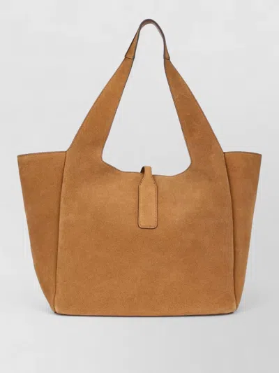 Hogan Suede Leather Shopper Bag Long Handles