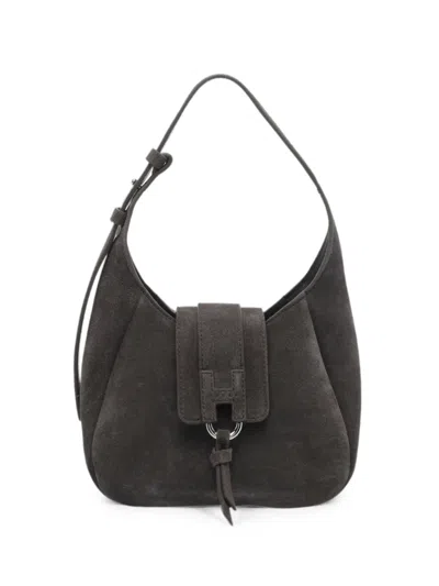 Hogan Suede Leather Shoulder Bag In Gray
