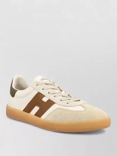 Hogan Suede Leather Sneakers Contrast Stitching Sole In Multi