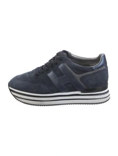 Pre-owned Hogan Suede Leather Trim Embellishment Sneakers In Blue