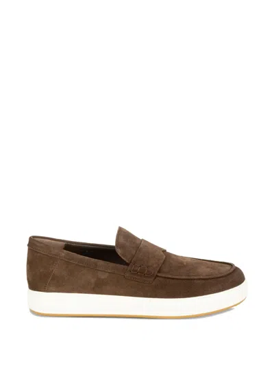 Hogan Round-toe Loafers In Brown