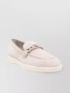 Hogan Suede Moc Toe Loafers With Rubber Sole In White