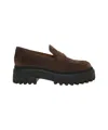Hogan Suede Moccasins With Rubber Lug Sole In Brown