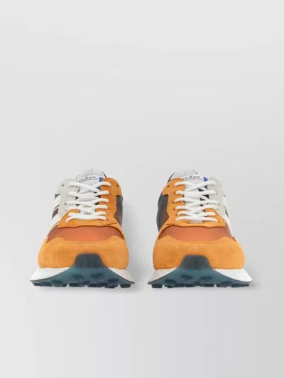 Hogan Suede Panel Lace-up Sneakers In Orange