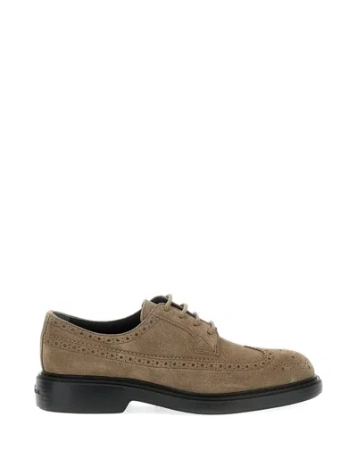 Hogan Suede Perforated-details Oxford Shoes In Multi