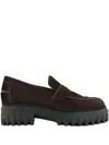 Hogan Suede Platform Loafers In Animal Print
