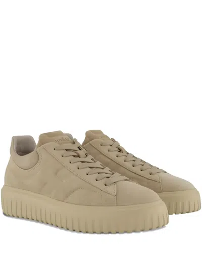 Hogan Suede Platform Trainers In Neutral