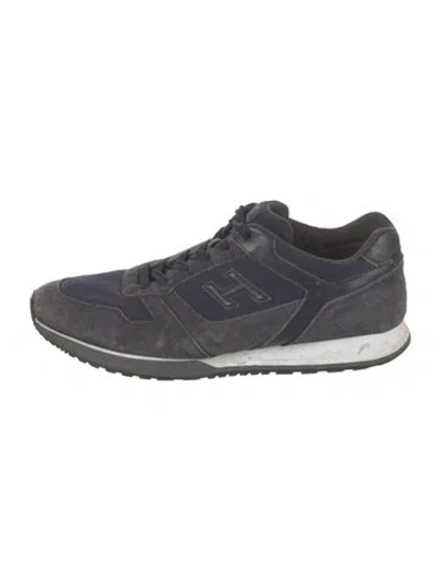 Pre-owned Hogan Suede Printed Athletic Sneakers In Blue