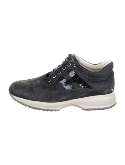Pre-owned Hogan Suede Printed Sneakers In Blue