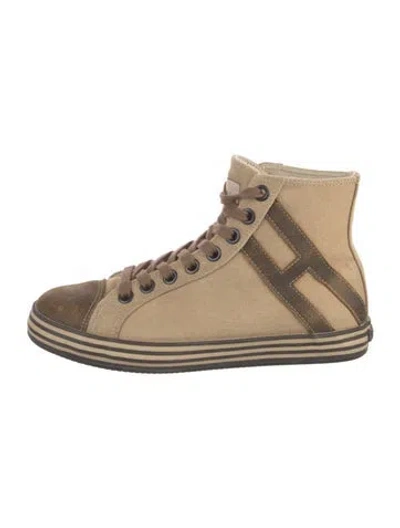 Pre-owned Hogan Suede Printed Sneakers In Neutral