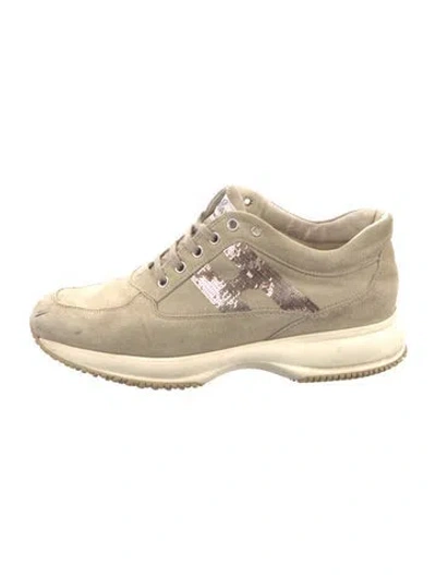 Pre-owned Hogan Suede Printed Sneakers In Neutral