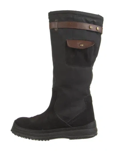 Pre-owned Hogan Suede Rain Boots In Black