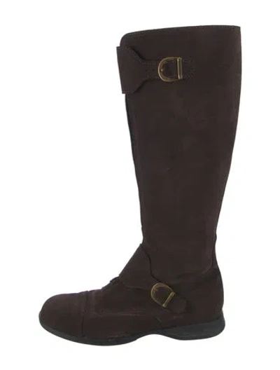 Pre-owned Hogan Suede Riding Boots In Brown