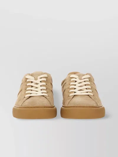 HOGAN SUEDE ROUND TOE RUBBER SOLE SNEAKERS