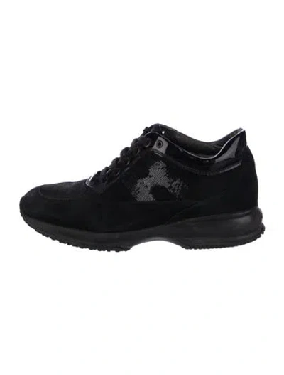 Pre-owned Hogan Suede Sequin Embellishments Sneakers In Black