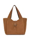 Hogan Rectangular Suede Tote Bag Top Handle Buckle In Luggage