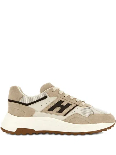 Hogan Suede, Smooth Leather And Mesh Hyperlight Sneakers Shoes In Sand