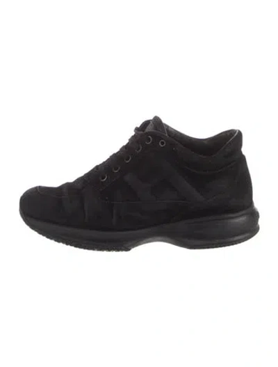Pre-owned Hogan Suede Sneakers In Black