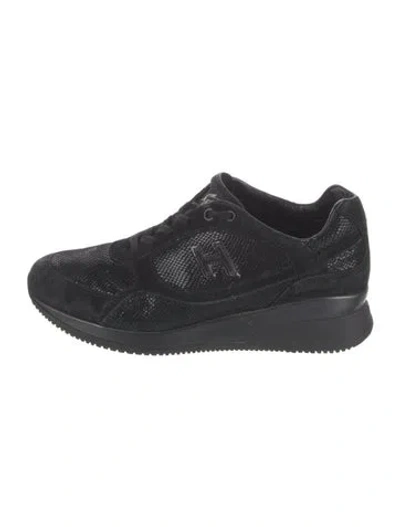 Pre-owned Hogan Suede Sneakers In Black