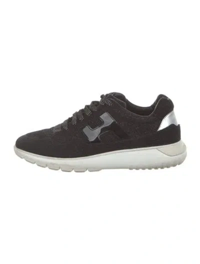 Pre-owned Hogan Suede Sneakers In Black