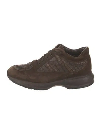 Pre-owned Hogan Suede Sneakers In Brown
