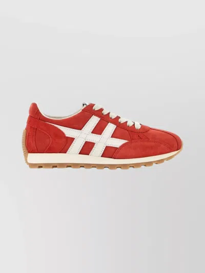 HOGAN SUEDE SNEAKERS WITH CONTRAST STRIPES AND RUBBER SOLE