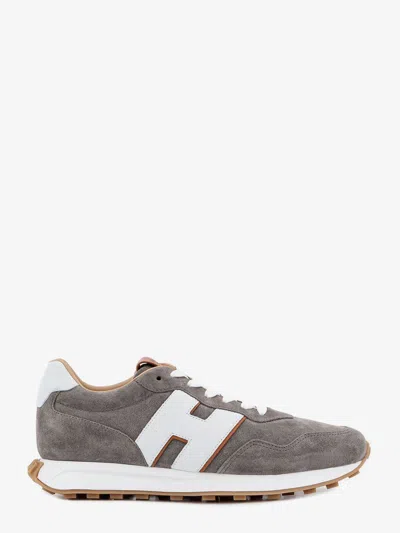 Hogan Suede Sneakers With Iconic Logo Patch In Grey