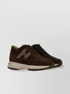 Hogan Interactive Suede Sneakers With Rhinestones Shoes In Brown
