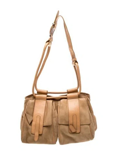 Pre-owned Hogan Suede Top Handle Bag In Brown