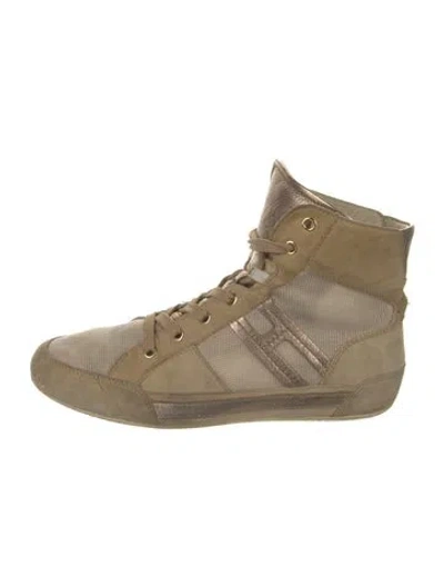 Pre-owned Hogan Suede Wedge Sneakers In Neutral