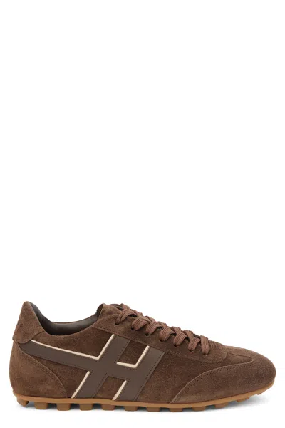 Hogan Suede With Signature H-stripes Sneaker In Brown
