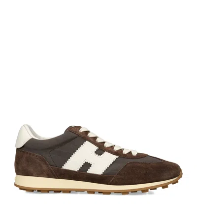 Hogan Suede-mesh Athletic Sneakers In Brown