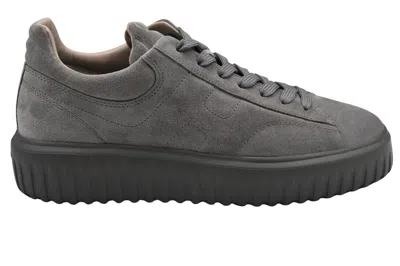 Hogan Swamp Laced Shoes With Soft Suede Finish In Gray