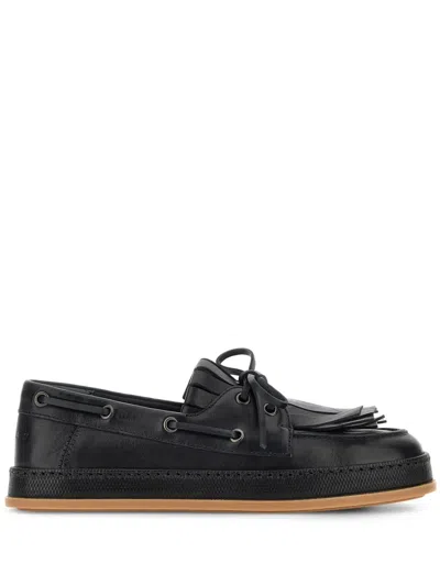 Hogan Tassel-trim Loafers In Black