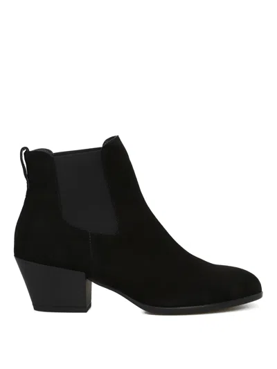 Hogan Texan Style Black Suede Ankle Boots