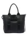 Hogan Medium Script Shopping Bag With Textured Leather Finish In Black