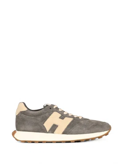 Hogan Textured Grey Traction Sole Sneakers In Gray
