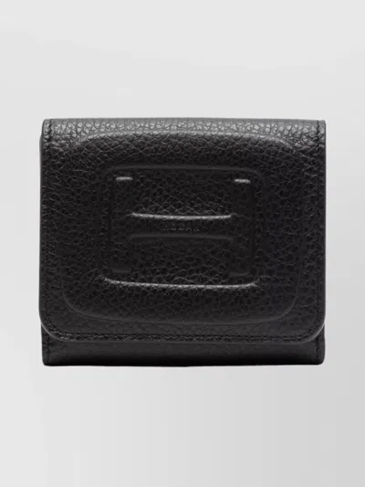 Hogan Textured Leather Purses And Cardholders Collection In Black
